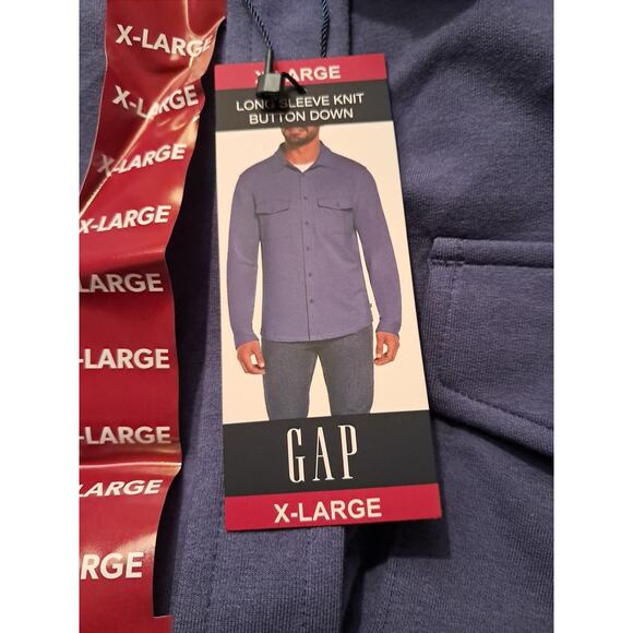 Gap Long Sleeve Knit Button Down Shirt Size X- Large Blue - Picture 5 of 9